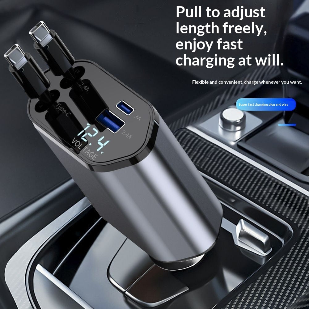 120W 4-in-1 retractable car charger, view 2