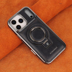 Rugged leather magnetic iPhone case with ring stand, view 6