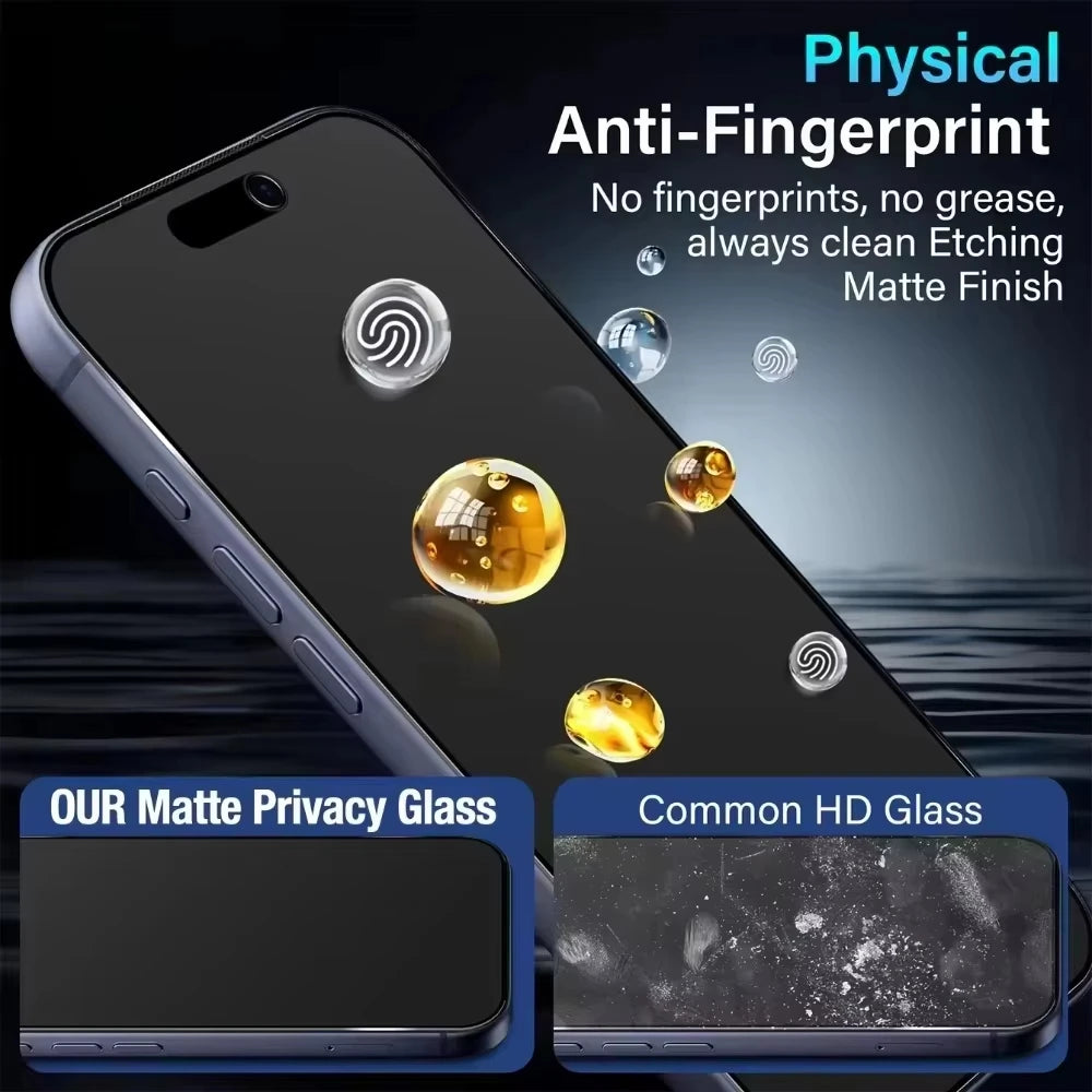 Matte Privacy Screen Protector for iPhone 16, 17 & 18 Series - Anti-Spy, Anti-Glare Tempered Glass with Easy Install Kit
