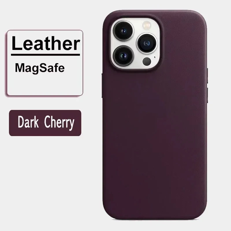 Premium Leather MagSafe Case for iPhone 16, 17 & 18 Pro Series - Magnetic Shockproof Cover