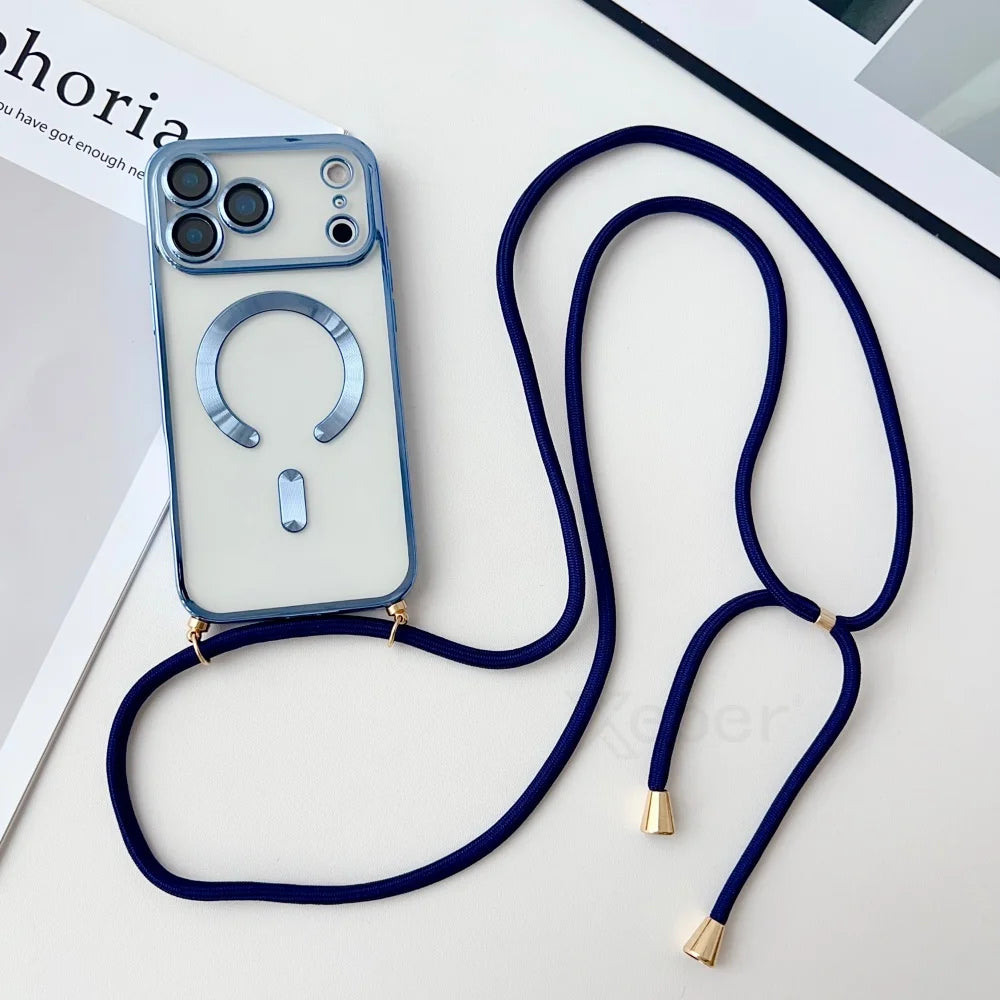 Clear MagSafe case with crossbody lanyard for iPhone, view 6