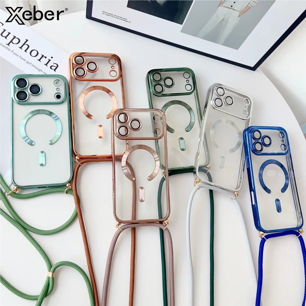 Clear MagSafe case with crossbody lanyard for iPhone, view 7